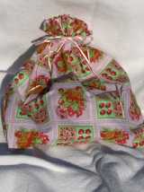 Strawberry Shortcake Fabric Drawstring Gift Bag